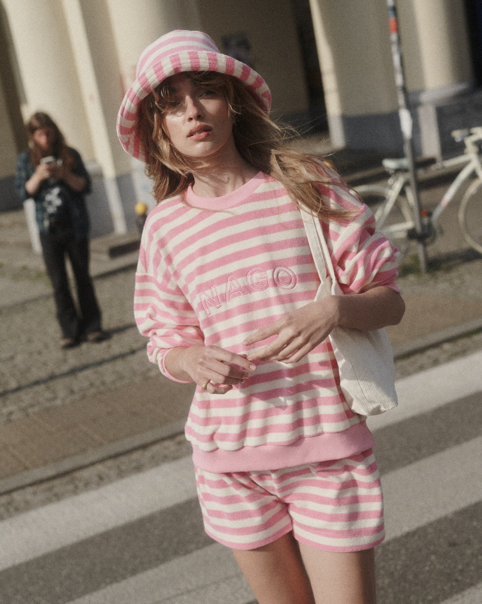 Bluza z bawełny frotte / 17 / 20 / pink stripes - Image 4