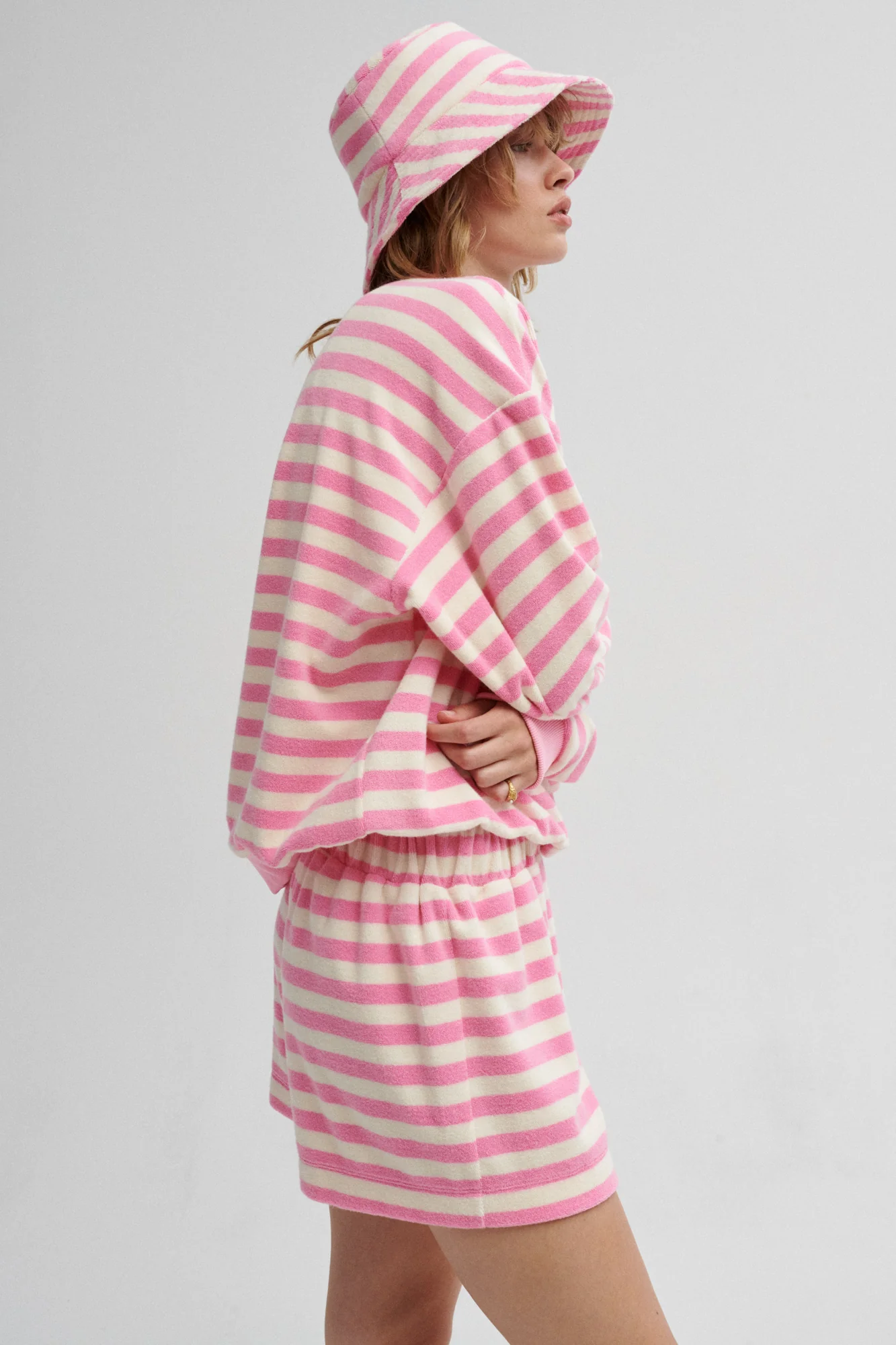 Bluza z bawełny frotte / 17 / 20 / pink stripes - Image 7