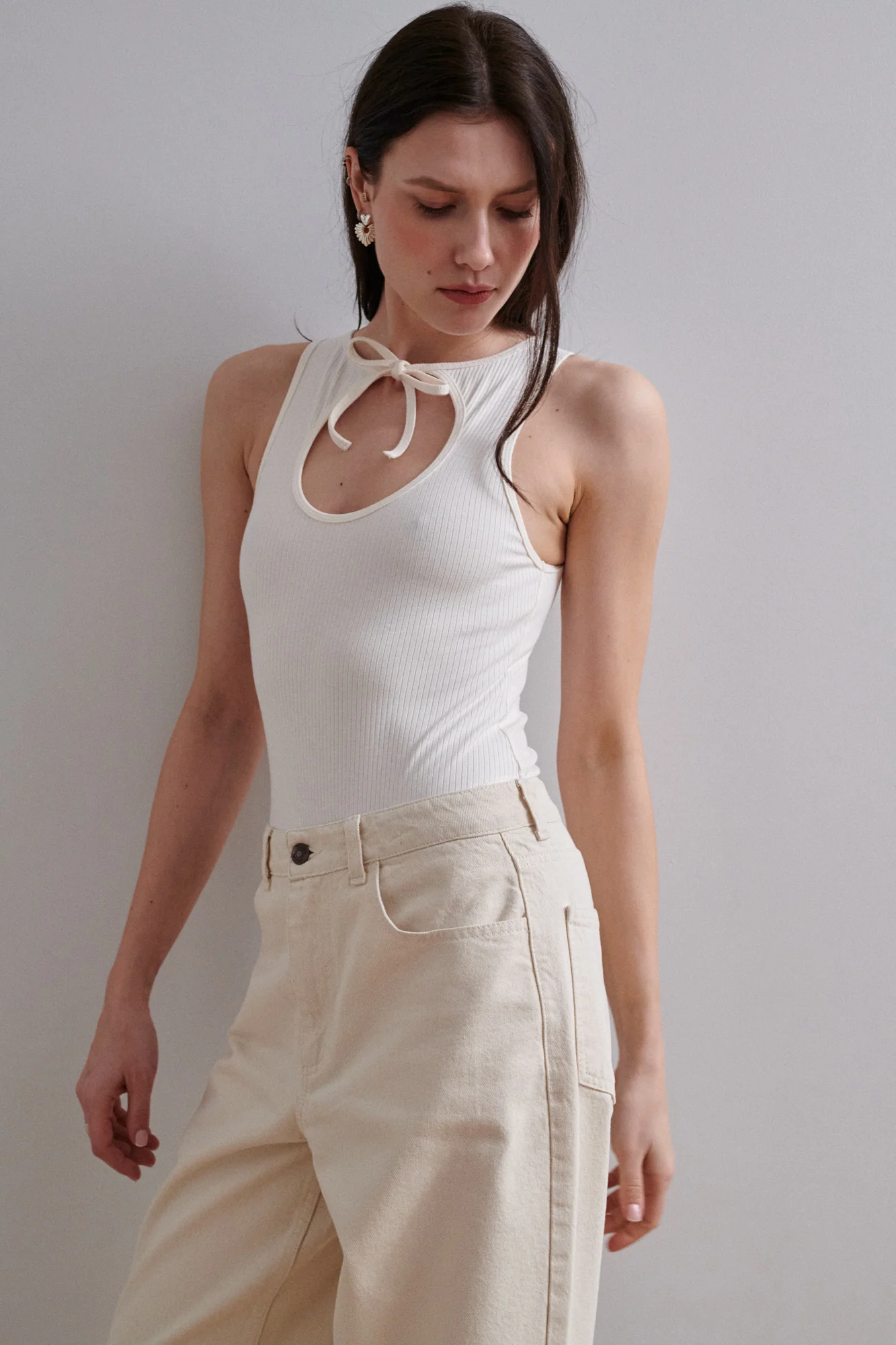 Body z bawełny organicznej / 01 / 42 / cream white - Image 3