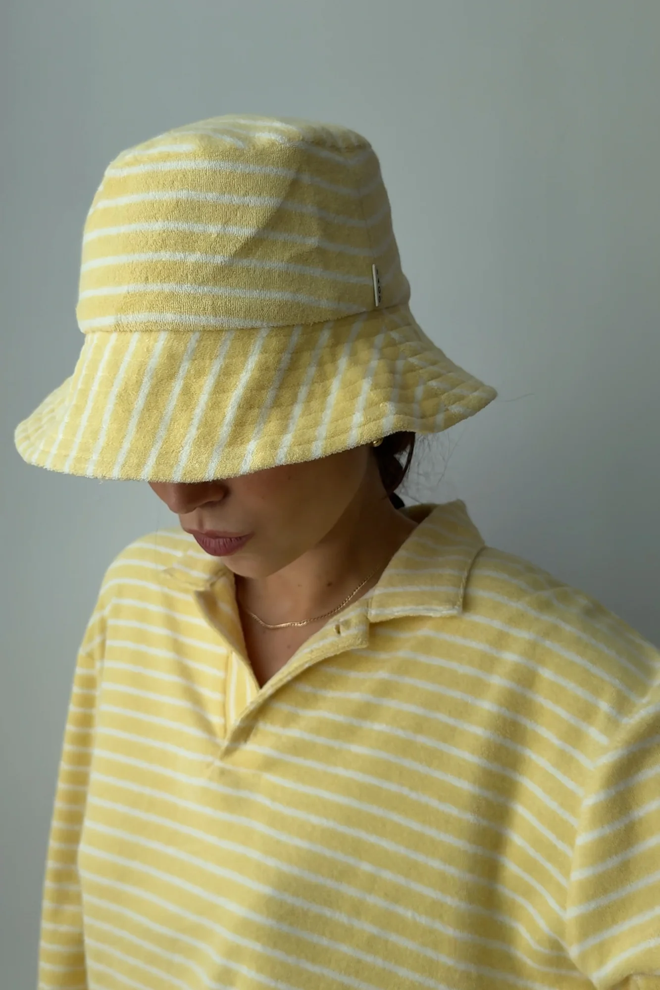 Bucket z bawełny frotte / 21 / 09 / lemon stripes - Image 4