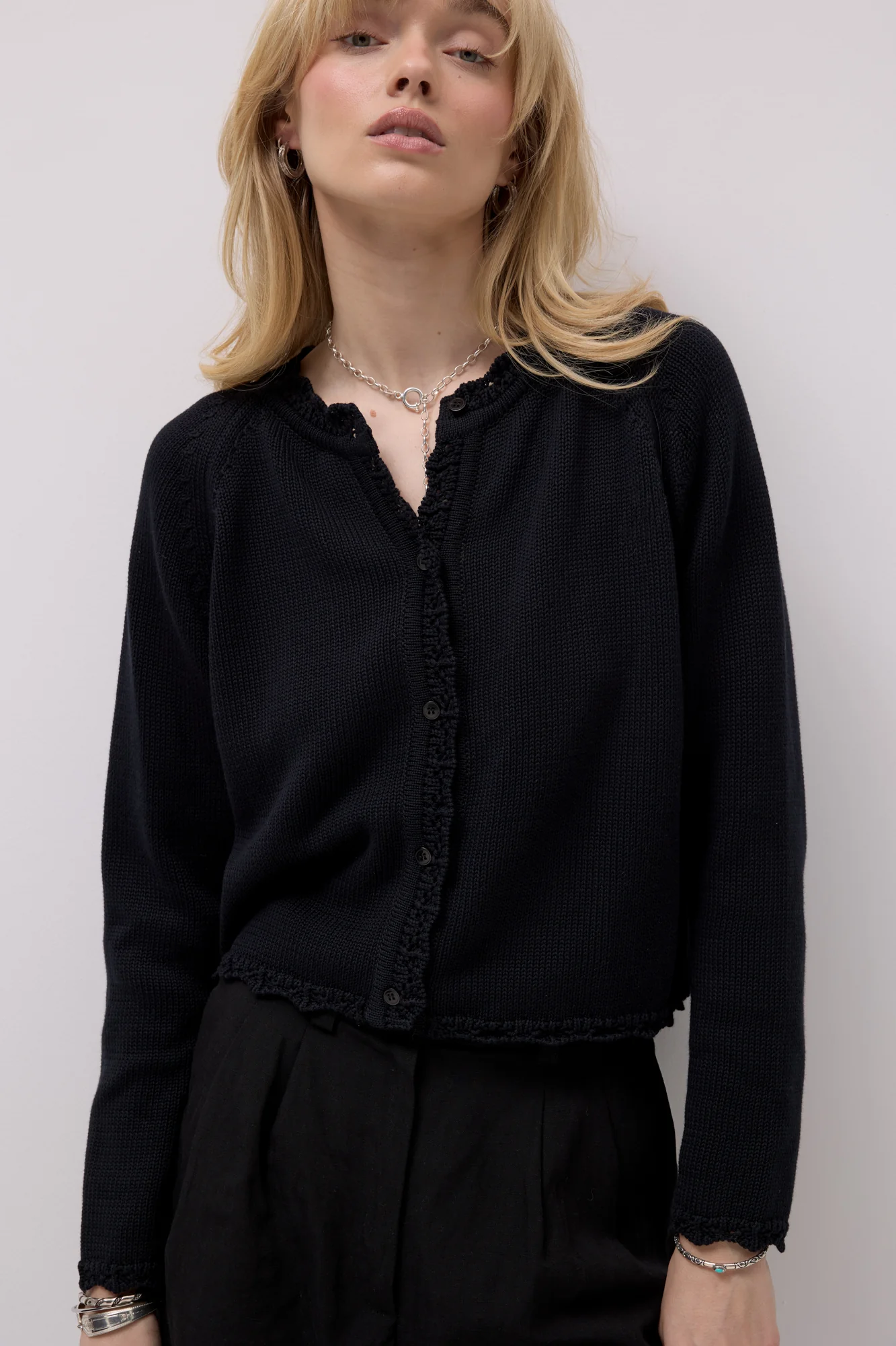 Kardigan z bawełny organicznej / 16 / 18 / onyx black - Image 3