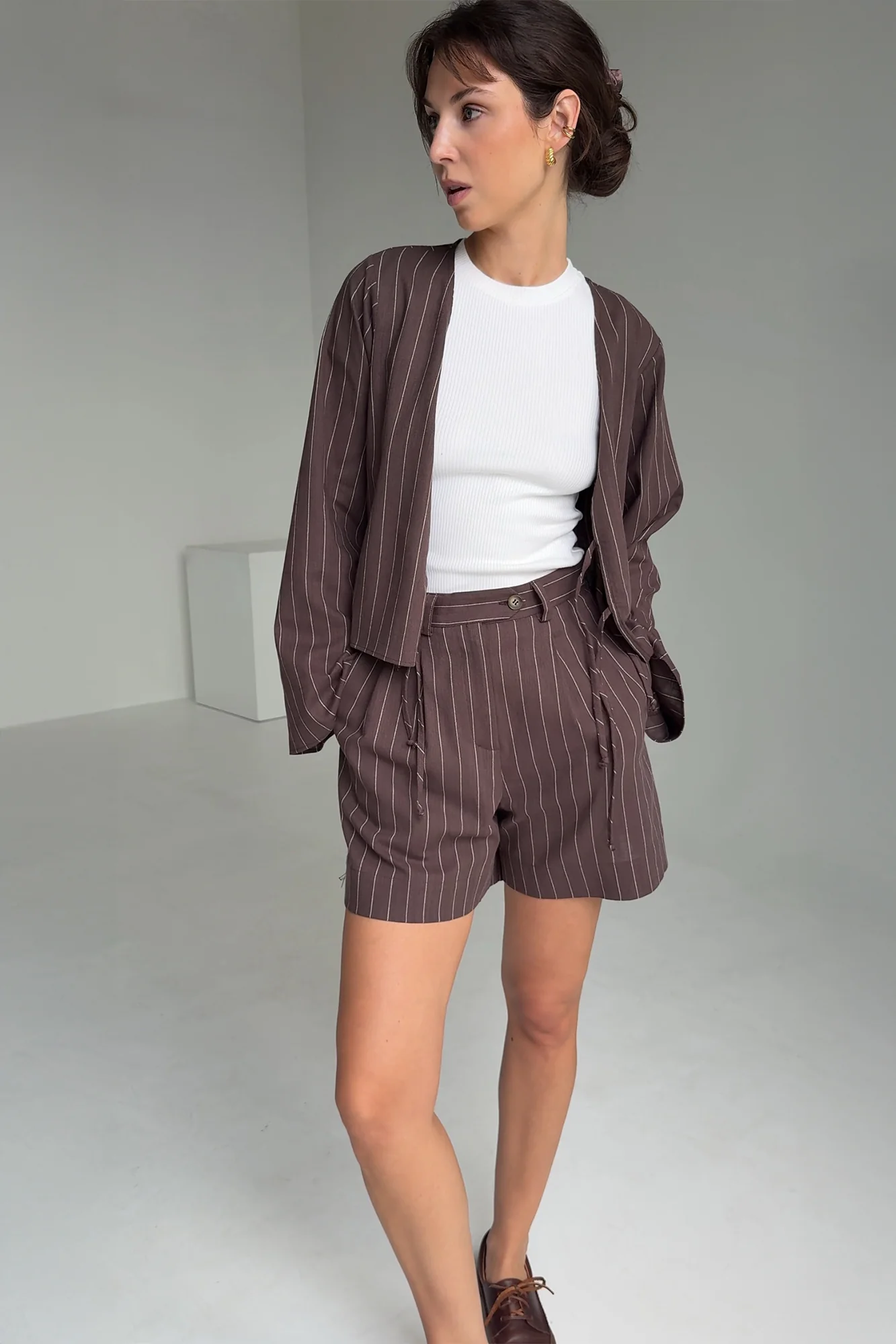 Koszula z bawełny i wiskozy / 12 / 23 / chocolate brown - Image 4