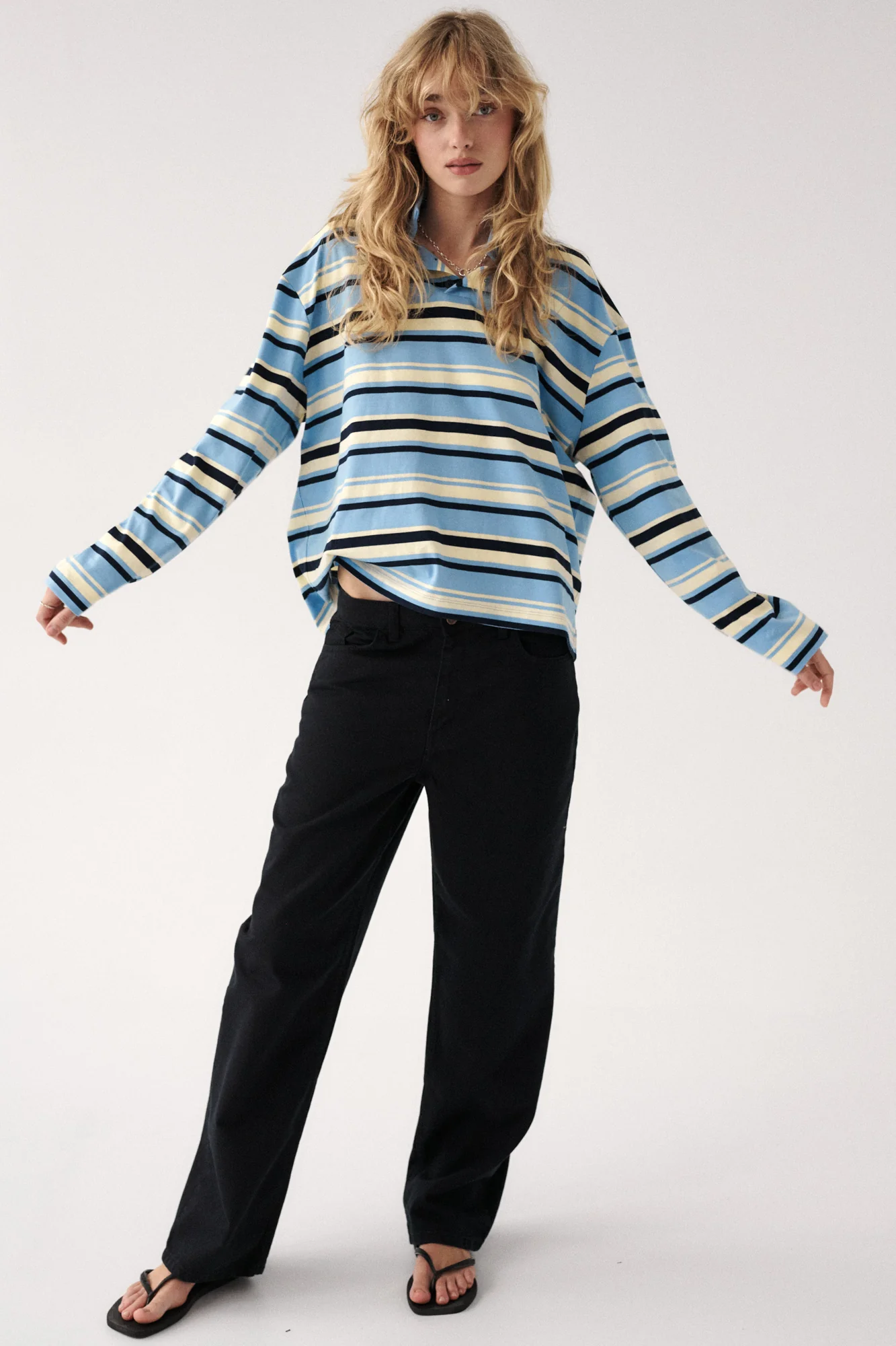 Longsleeve polo z bawełny / 14 / 26 / blue stripes - Image 4