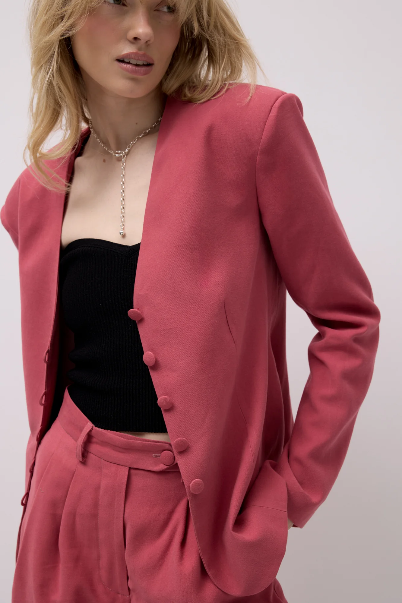 Marynarka z wiskozy / 18 / 21 / blush red - Image 8