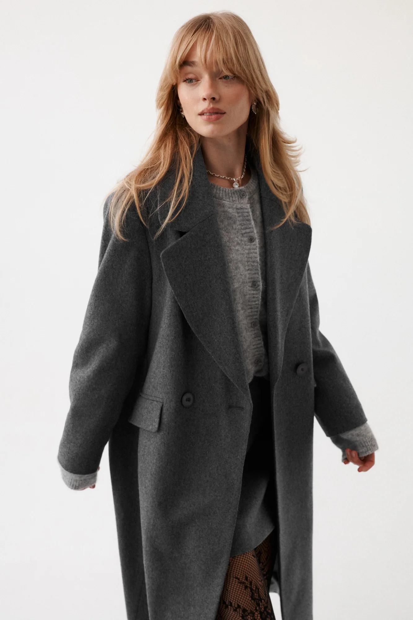 Płaszcz z wełną / 18 / 15 / stone grey
