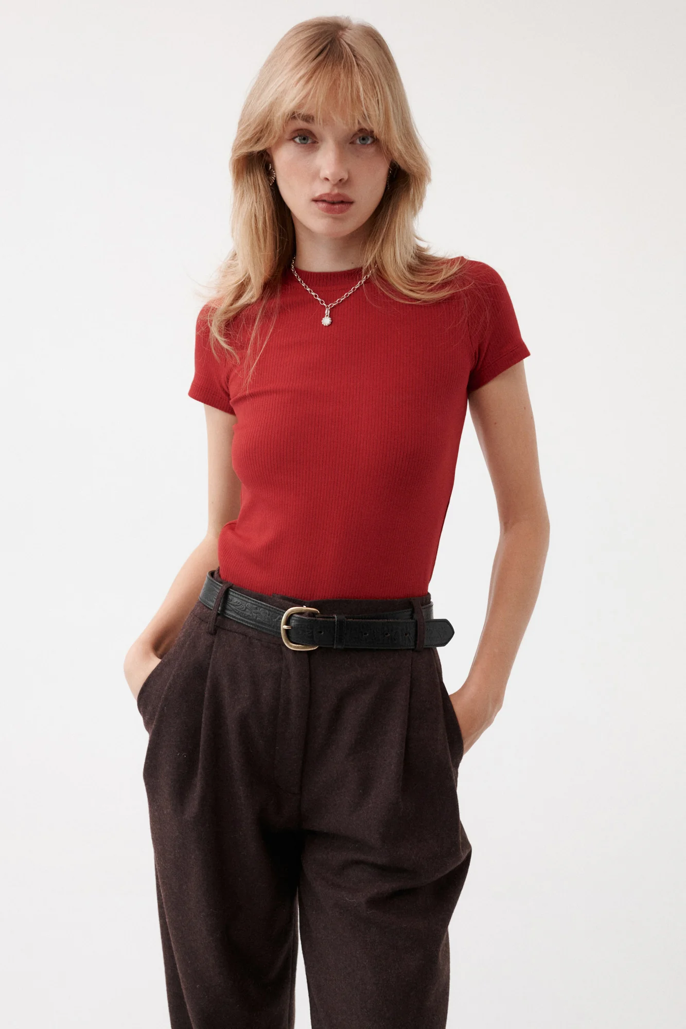 T-shirt z bawełny organicznej / 13 / 04 / maroon red - Image 3