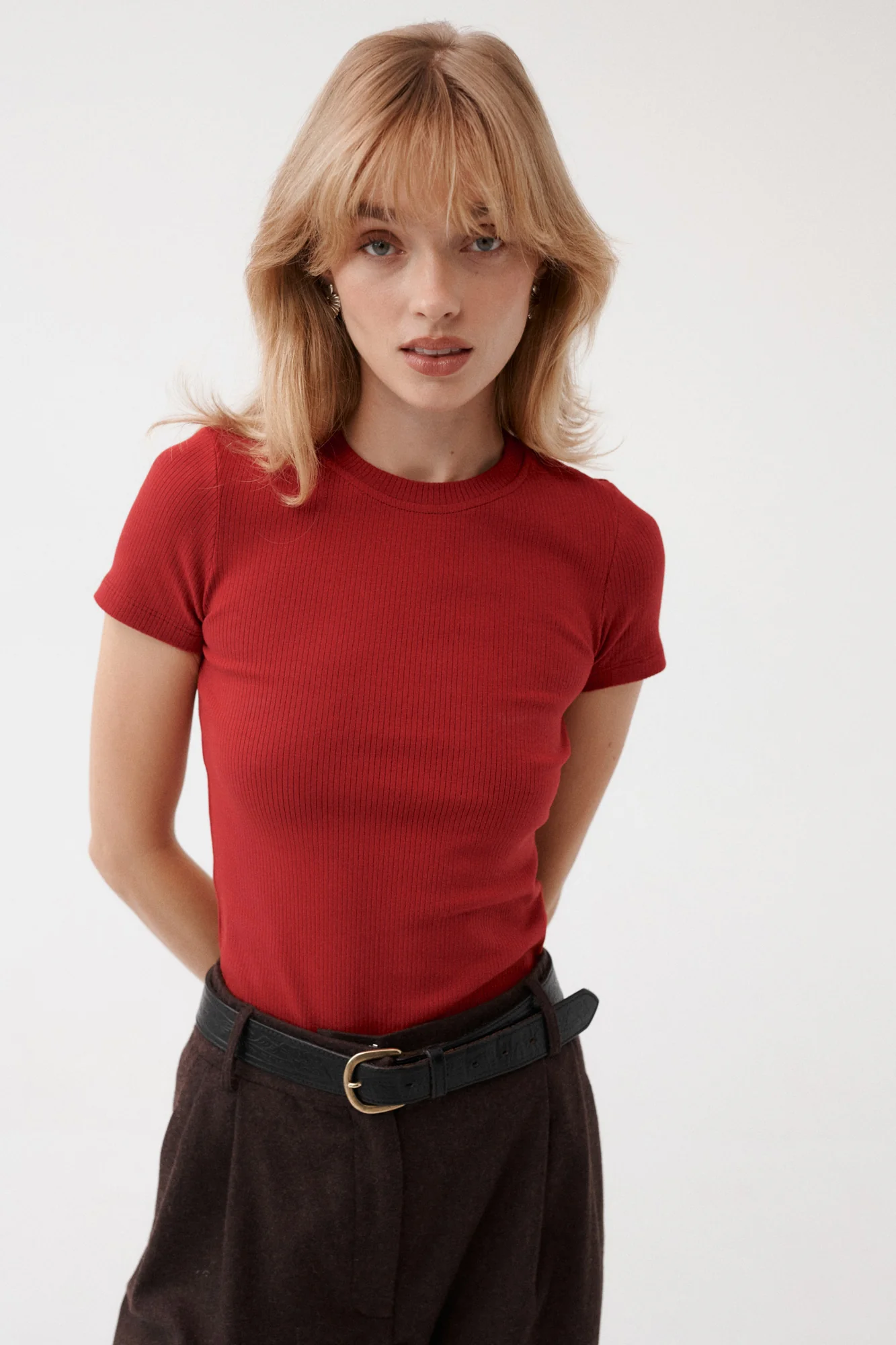T-shirt z bawełny organicznej / 13 / 04 / maroon red - Image 4